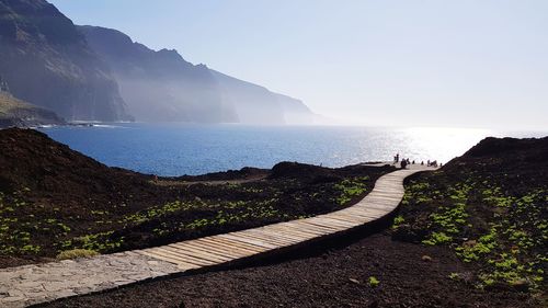 Scenic view of sea against clear sky