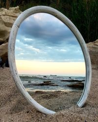 Close-up of beach against sky