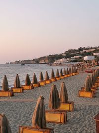 Panoramic view of sea against clear sky during sunset