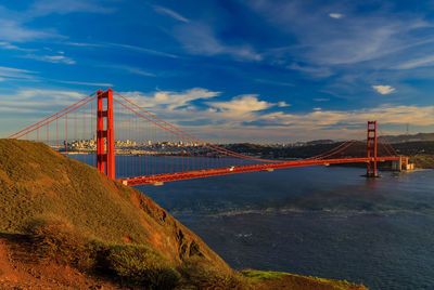 View of suspension bridge against sky