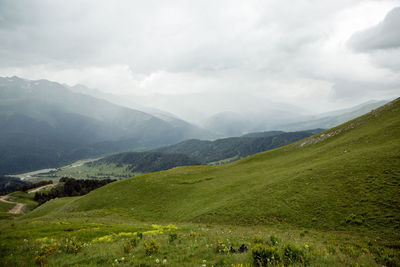 Scenic view of mountains against sky