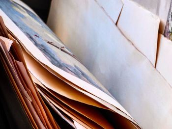 Close-up of artwork on papers