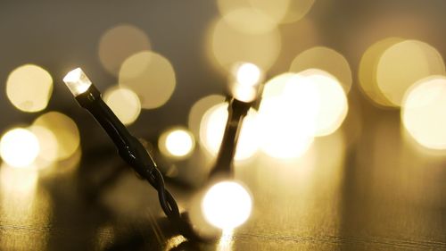 Close-up of illuminated string lights