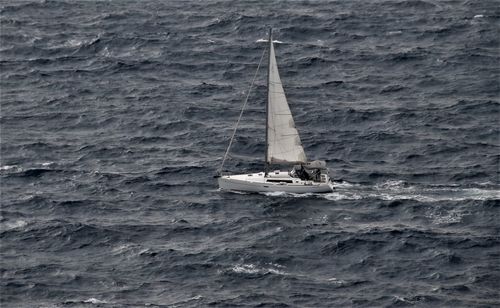 Sailboat sailing on sea