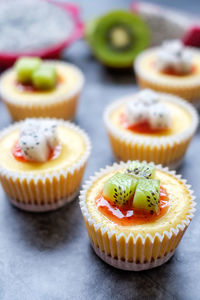 Close-up of cupcakes on table