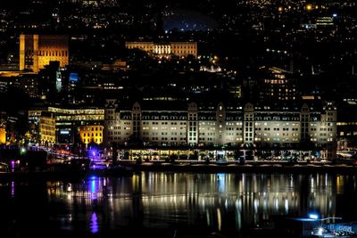 Illuminated city at night
