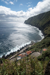 High angle view of sea against sky