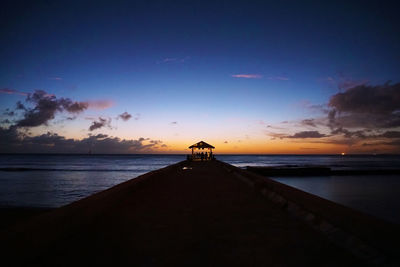 Scenic view of sea against sky at sunset