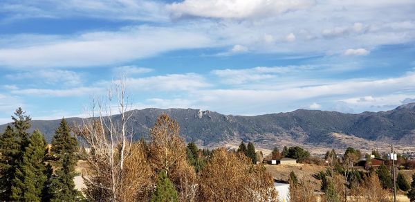 Panoramic view of landscape and mountains against sky