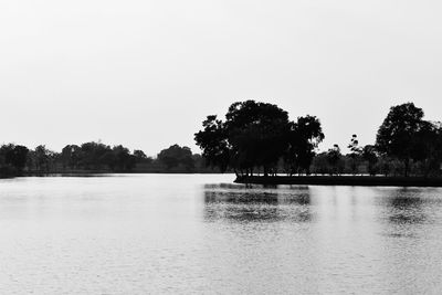 Scenic view of lake against clear sky