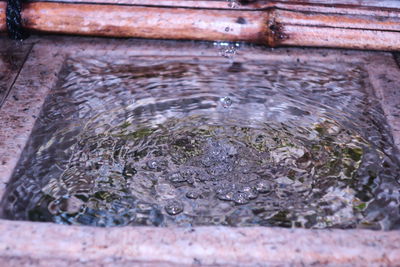 Close-up of water in rusty metal