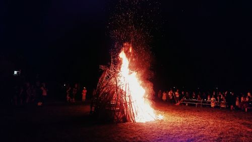 Firework display at night