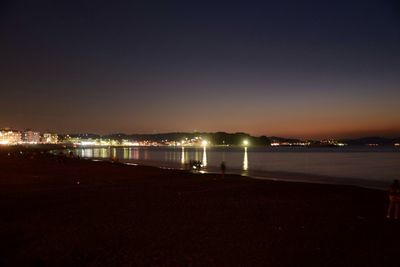 Scenic view of sea at night