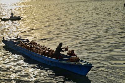 Boat sailing in sea