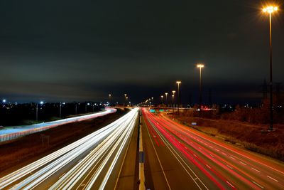 Light trails on highway at night