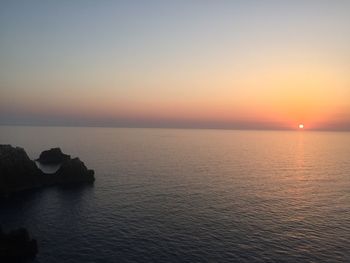 Scenic view of sea against sky at sunset