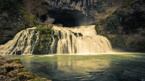 Scenic view of waterfall