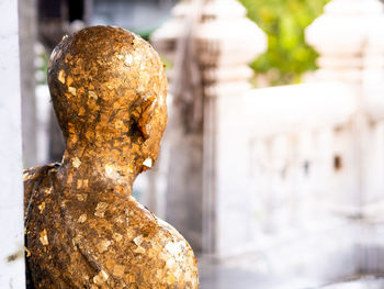 Close-up of statue against temple