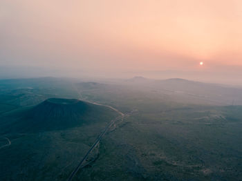 Summer green grassland sunrise scenery