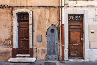 Closed door of old building