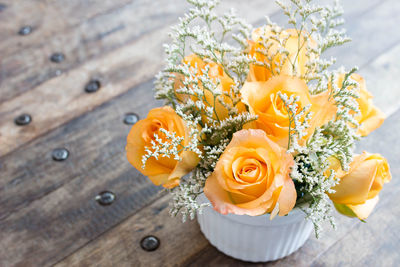 Close-up of flower bouquet on table