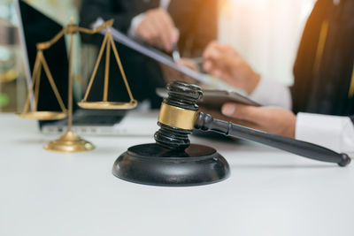 Close-up of hand holding machine