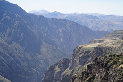 Scenic view of mountains against clear sky