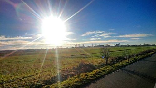 Scenic view of field against sky during sunset