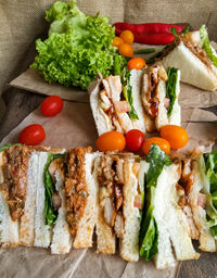 High angle view of meal served in plate