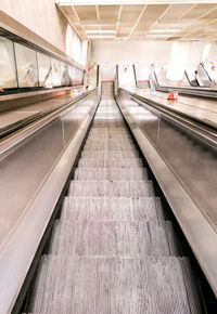 High angle view of escalator