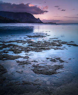 Scenic view of sea against sky during sunset