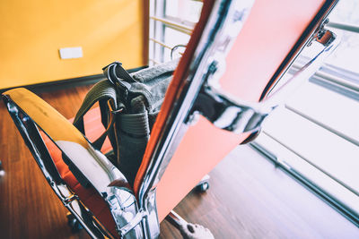 Bag on chair in office