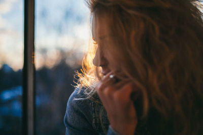 Close-up thoughtful of young woman