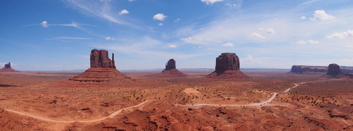 Panoramic view of arid landscape against sky