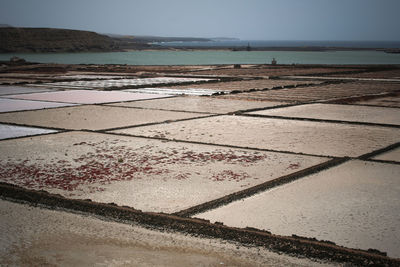 Salt farm at shore