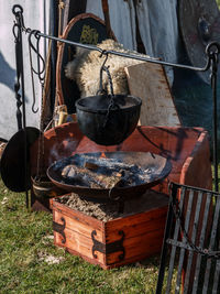 Clothes hanging on wood