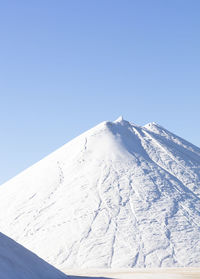 Scenic view of snowcapped mountain against clear blue sky