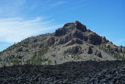 Low angle view of rock formations against sky