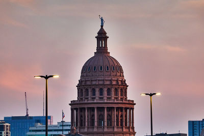 Low angle view of congress building during sunset