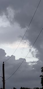 Low angle view of power cables against sky