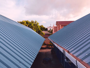 Low angle view of roof of building against sky