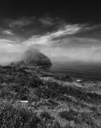 Scenic view of sea against cloudy sky