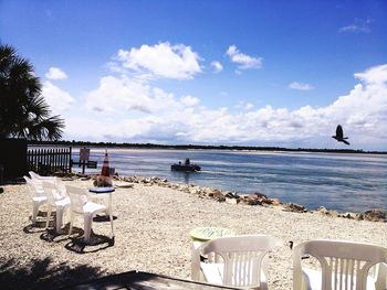 Scenic view of beach against sky