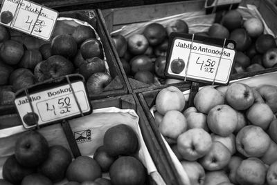 Various fruits for sale at market stall