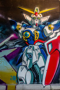 High angle view of graffiti on wall