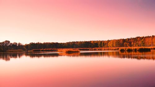 Scenic view of lake against clear sky
