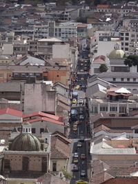 High angle view of buildings in city