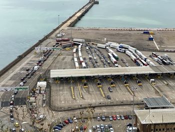 High angle view of dover port