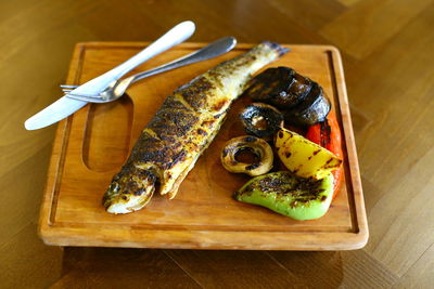 High angle view of food on table