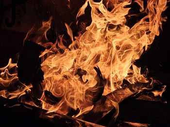 Close-up of bonfire at night